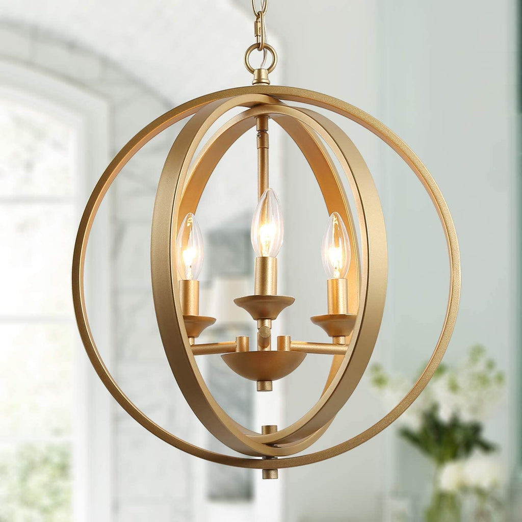 Luxe Gold Chandelier — 3-Light — Gold