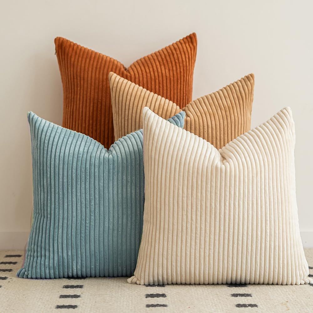 Boho Beige Throw Pillow Cover — 18" — 20" x 20" (Pack of 4)