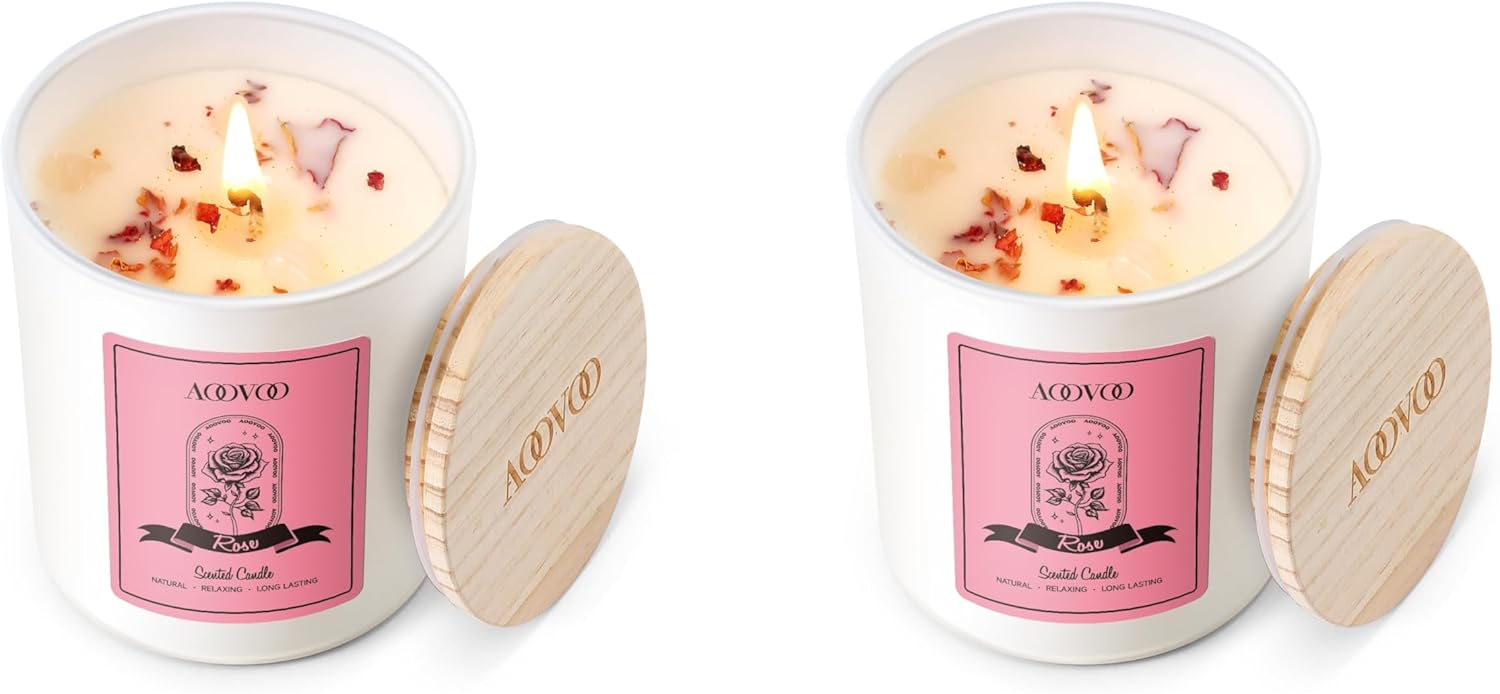 Soy Luxe Glass Scented Candle — Rose Scented Candles