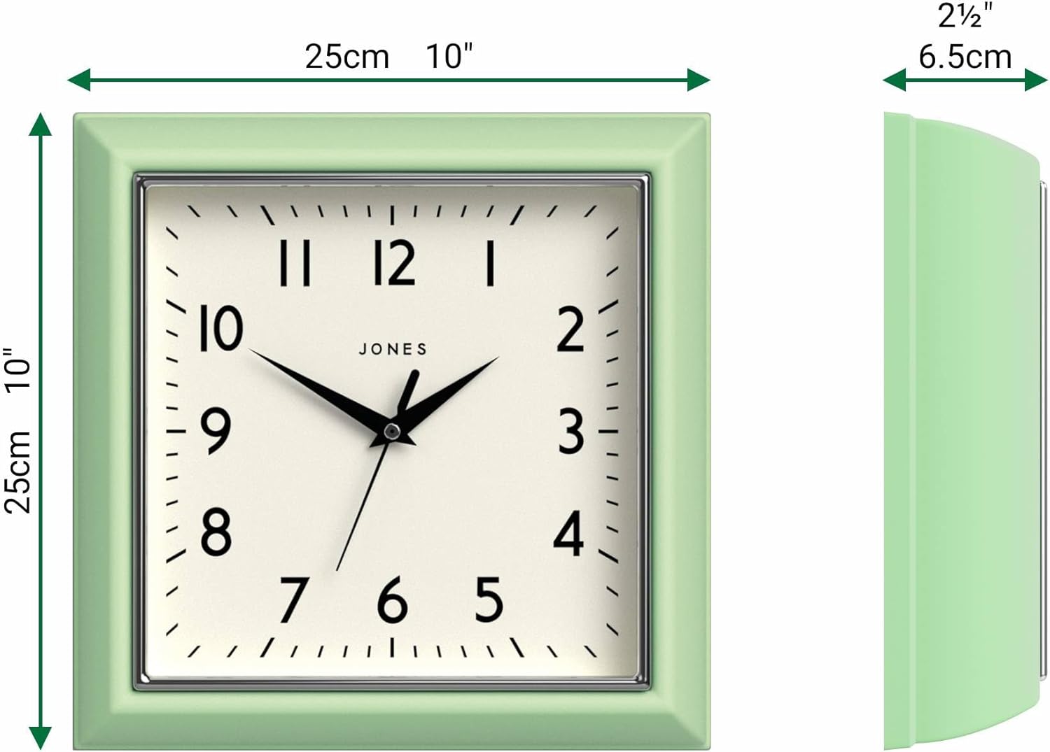 Mid-Century Black Wall Clock — 10" - View 3