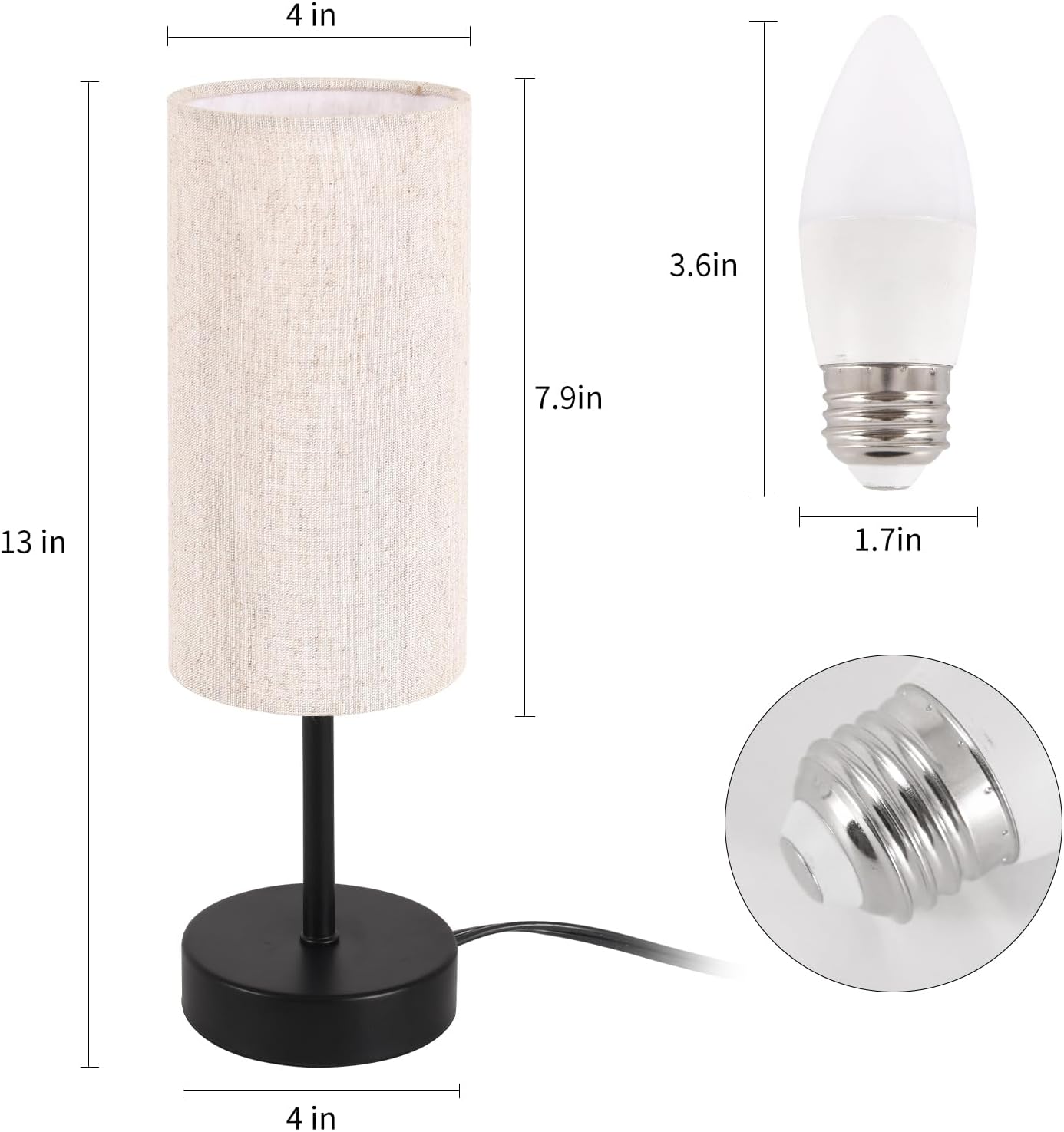 Linen Modern Beige Desk Lamp - View 5