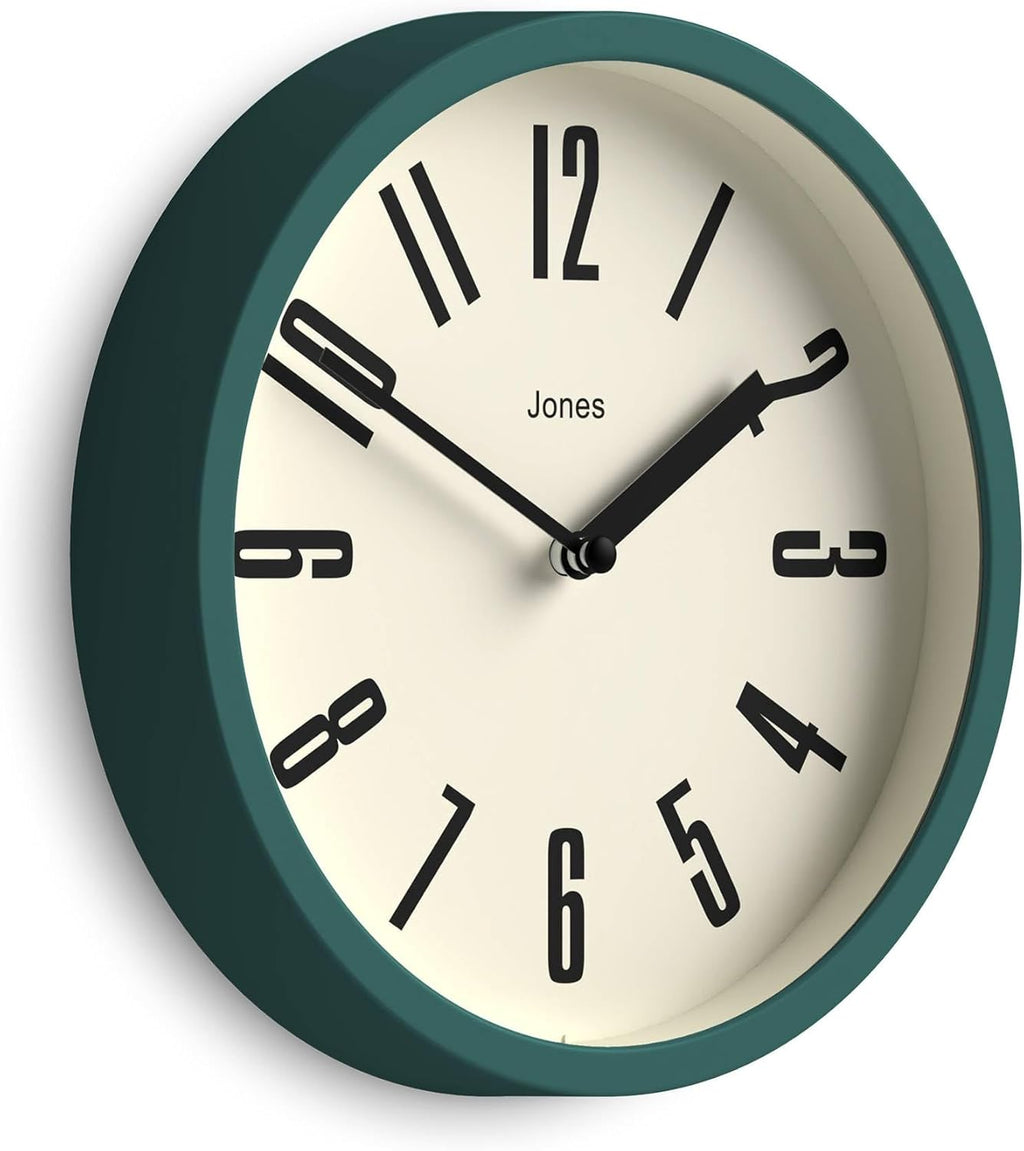 Round Mid-Century Black Wall Clock — 8" — Eden Green