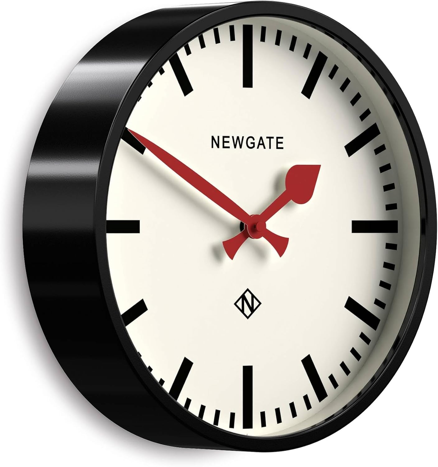 Vintage Mid-Century Black Wall Clock — 12" — Matt Black