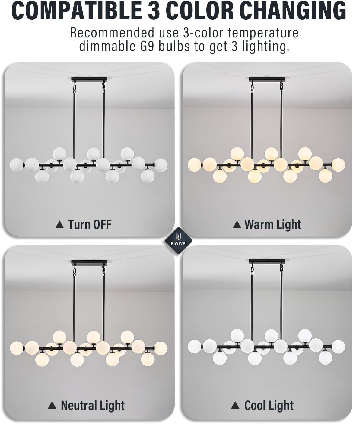 Mid-Century Black Chandelier — 16-Light - View 4