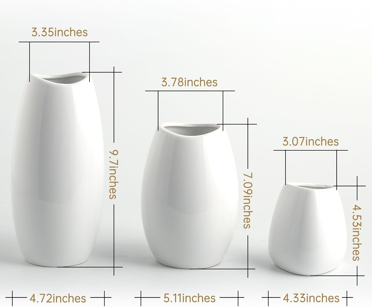 Modern Black Flower Vase — Set of 3 - View 5