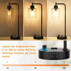 Dimmable Brown Nightstand Lamp - View 2