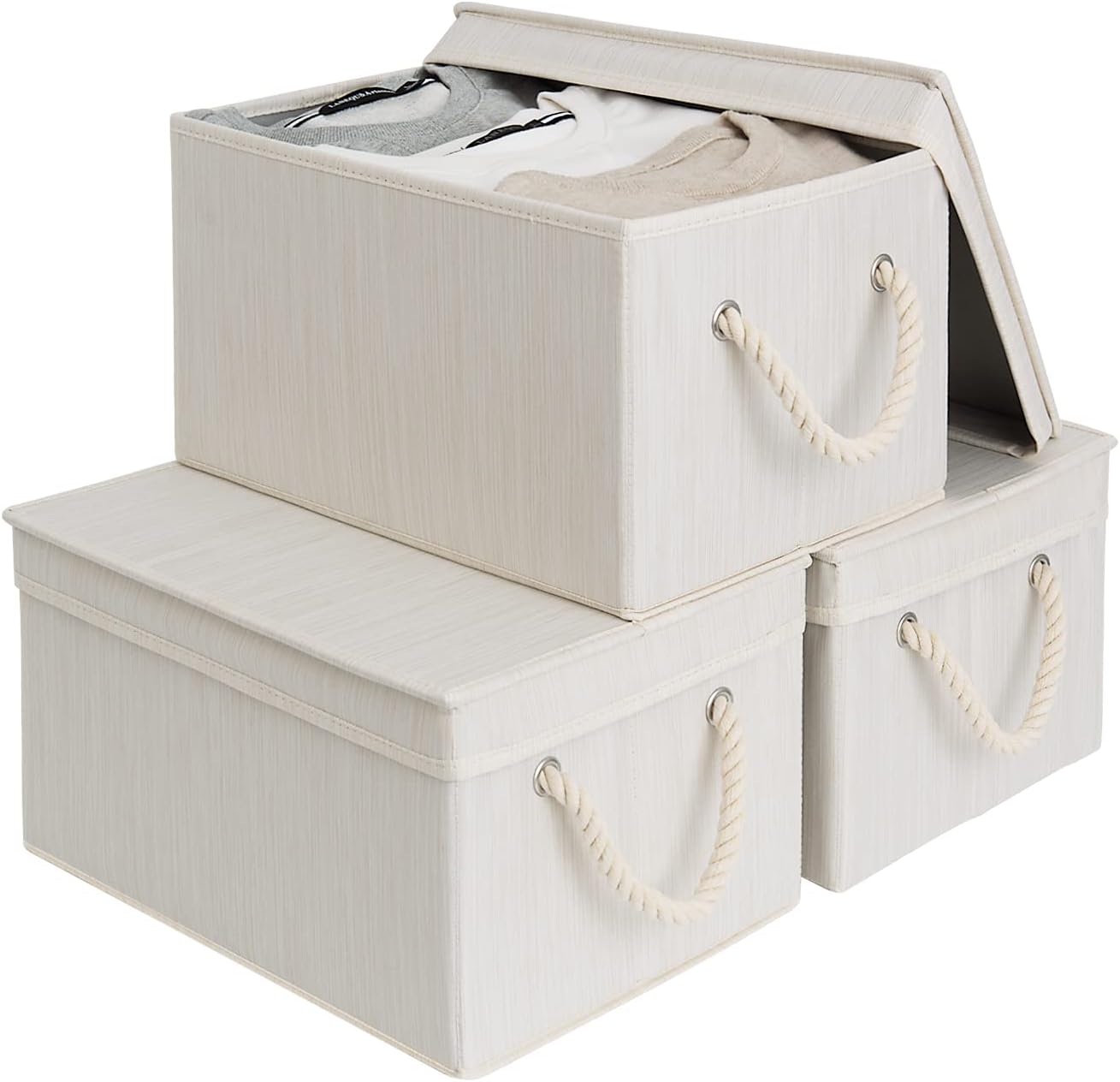 Grey Storage Bin — Ivory and White