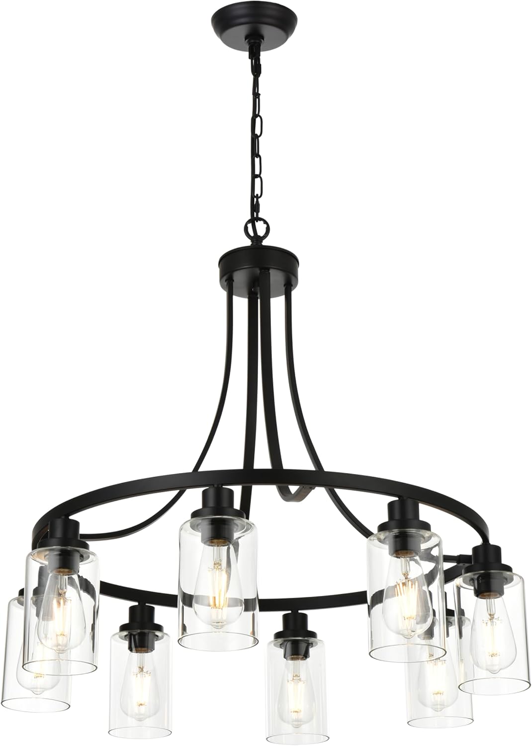 Farmhouse Black Chandelier — 6-Light — 8 Lights Black