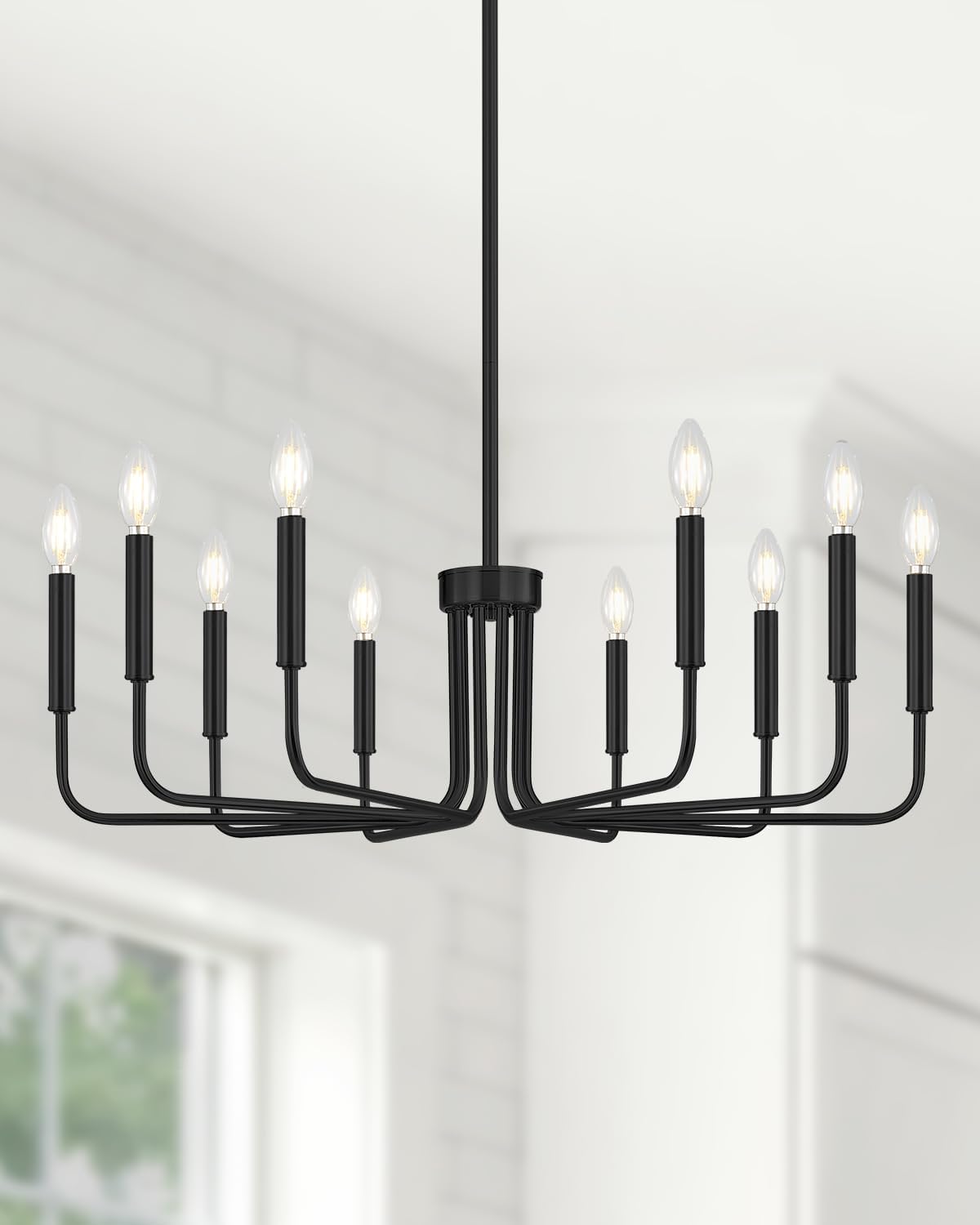 Farmhouse Black Chandelier — 8-Light — 33inch 10-Light(2026 Upgraded Version)