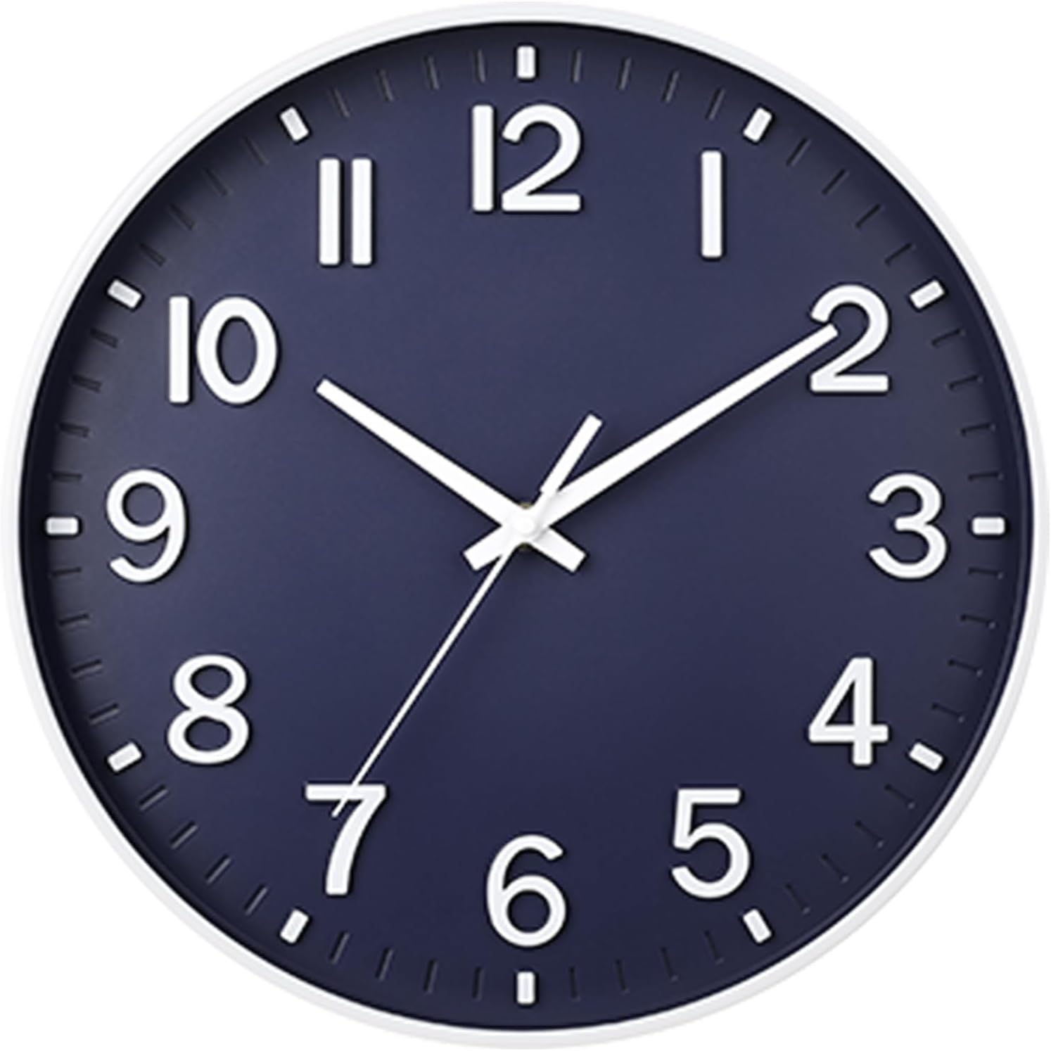 Battery Operated Luxe Black Wall Clock — 8" — Navy Blue