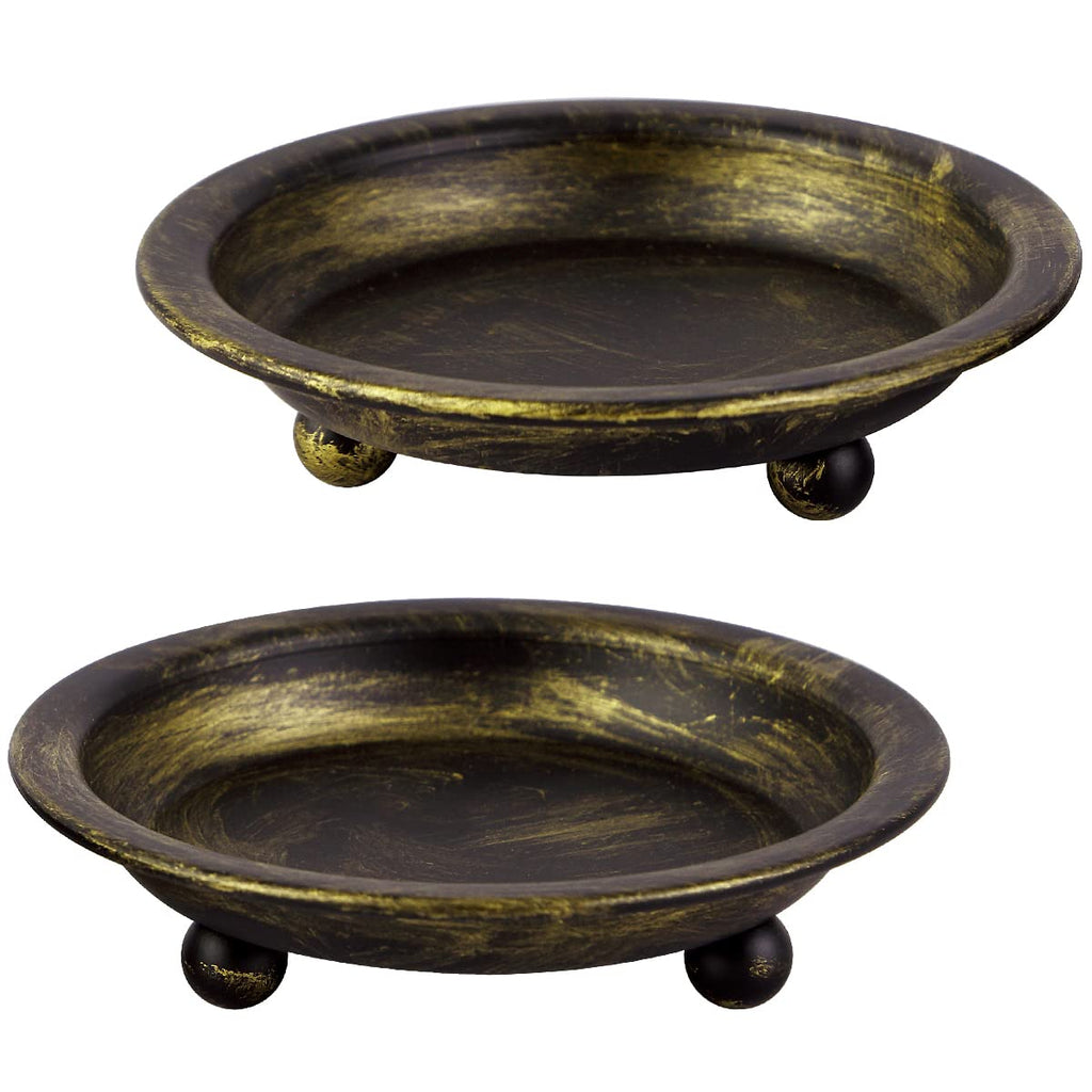 Mid-Century Metal Pillar Candle — Set of 2