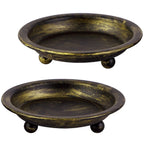 Mid-Century Metal Pillar Candle — Set of 2