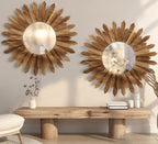 Round Boho Wood Mirror — 22"