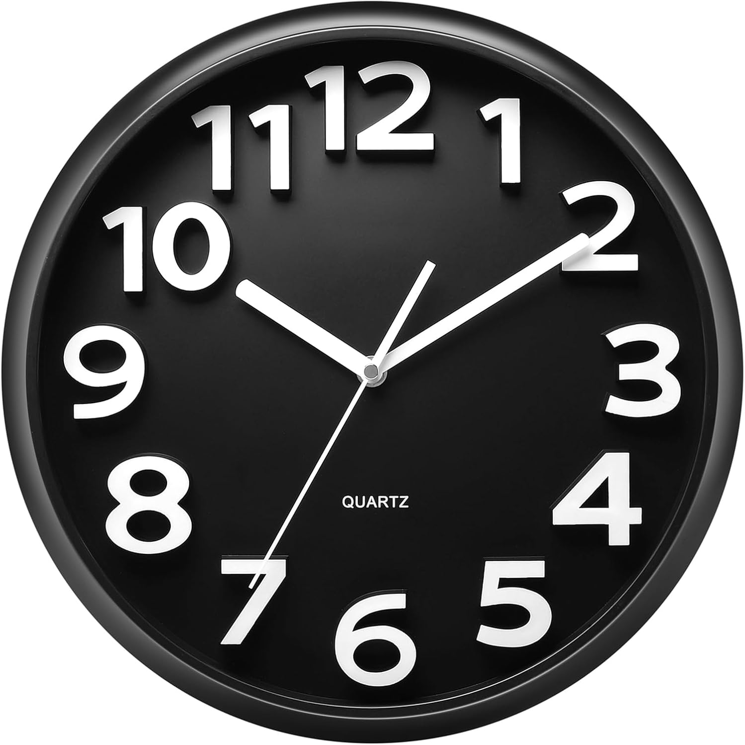 Battery Operated Modern Black Wall Clock — 13" — Black