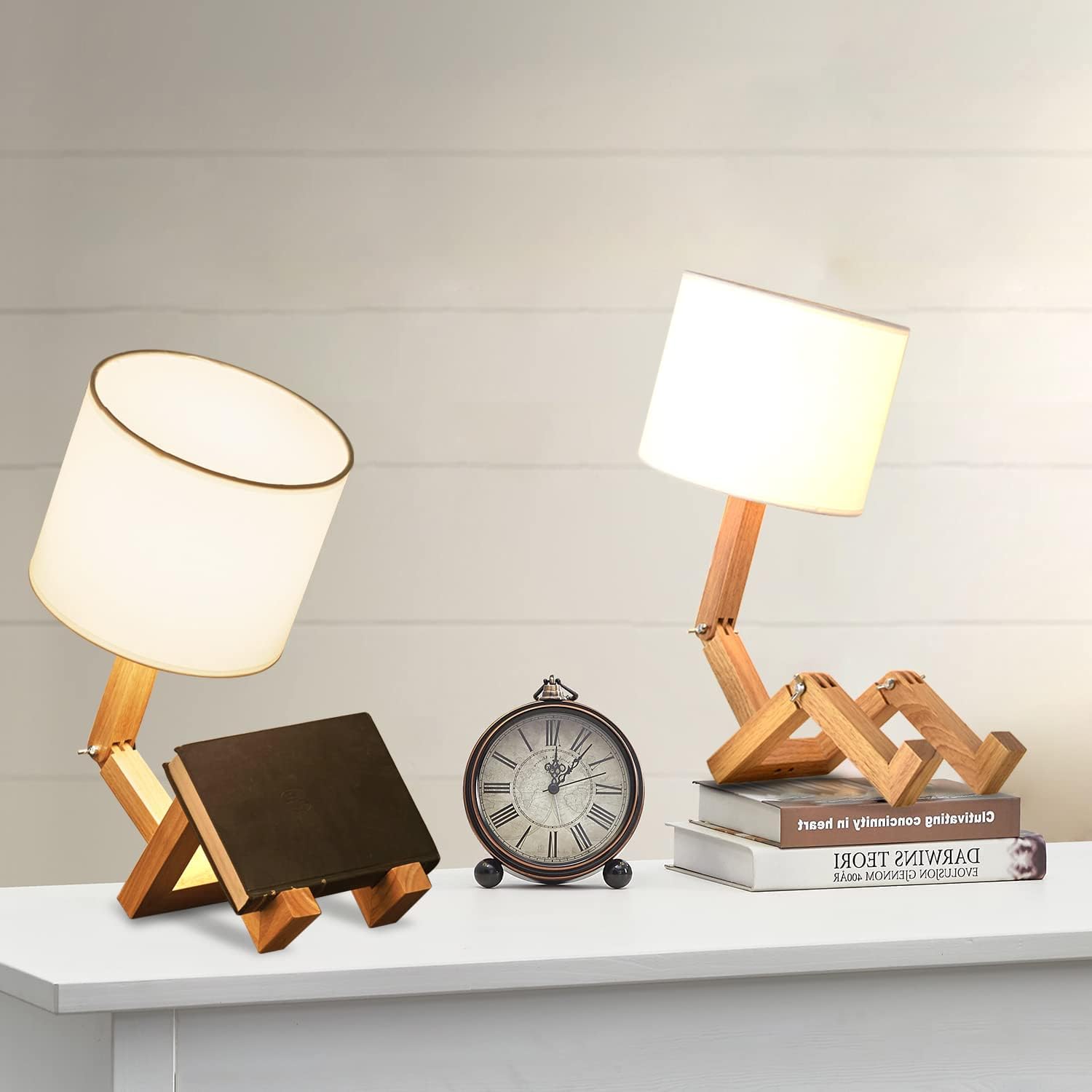 Adjustable Modern Wood Bedside Lamp — Set of 2 — Style(Two set)