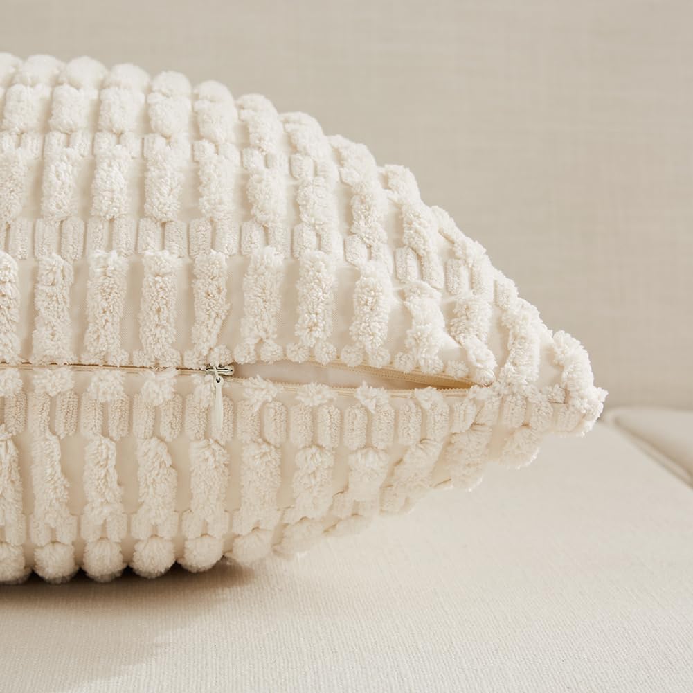 Boho Beige Throw Pillow Cover — 18" - View 3