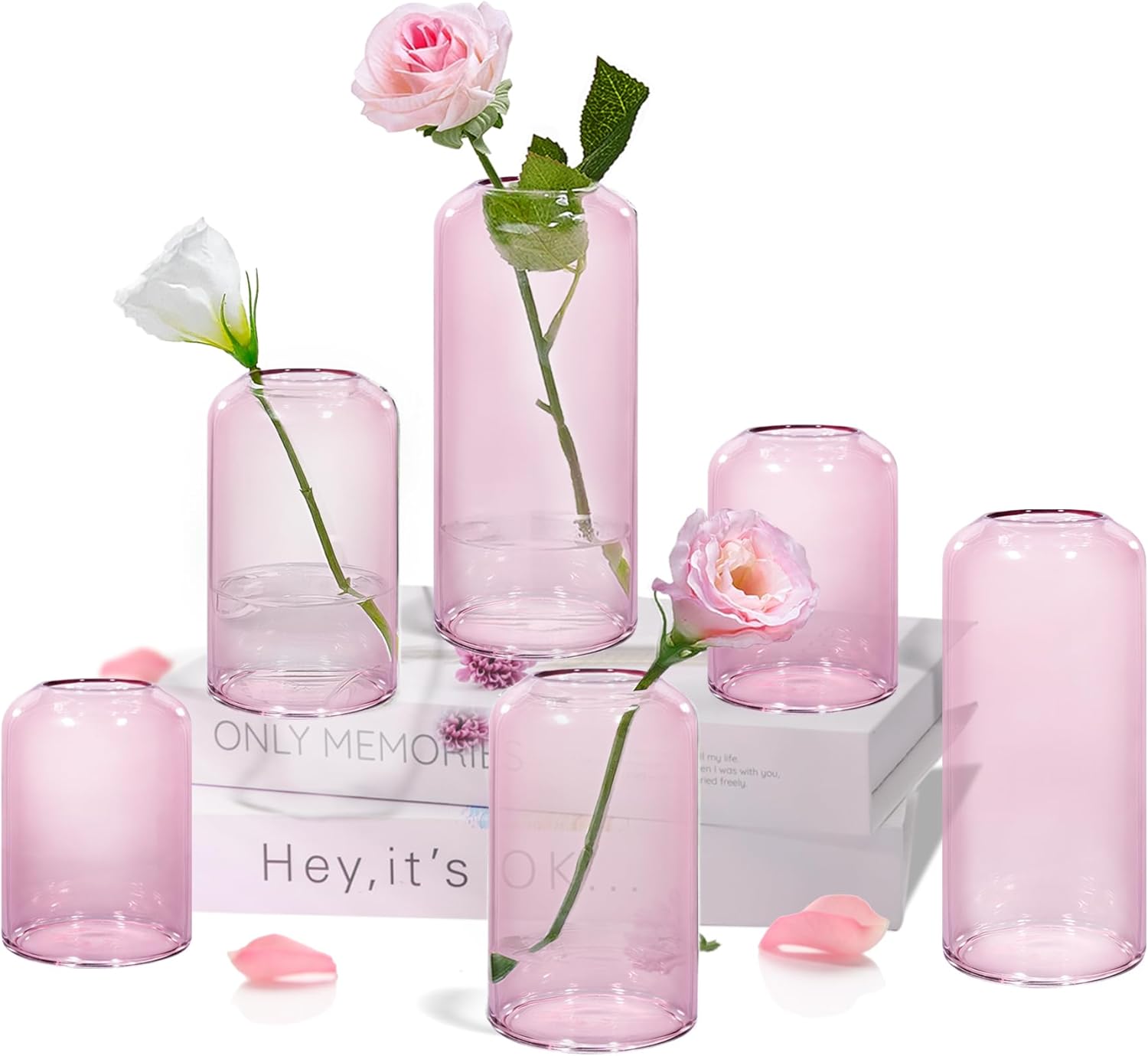 Modern Orange Vase — Set of 6 — Pink