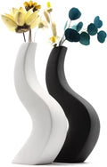 Modern Ceramic Flower Vase — S white+black