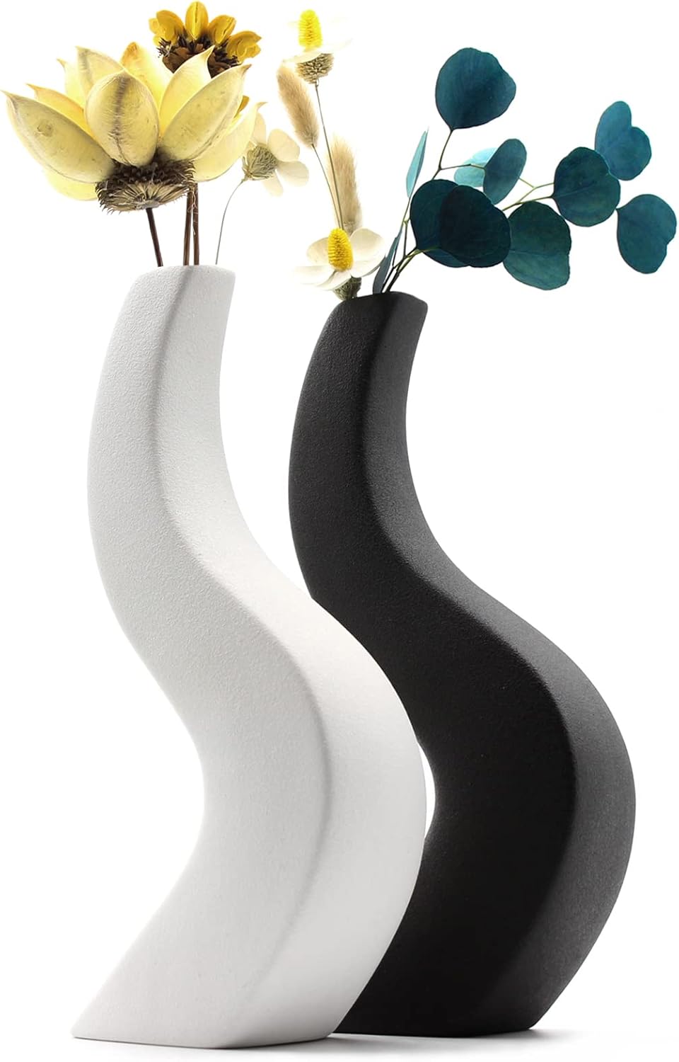 Modern Ceramic Flower Vase — S white+black