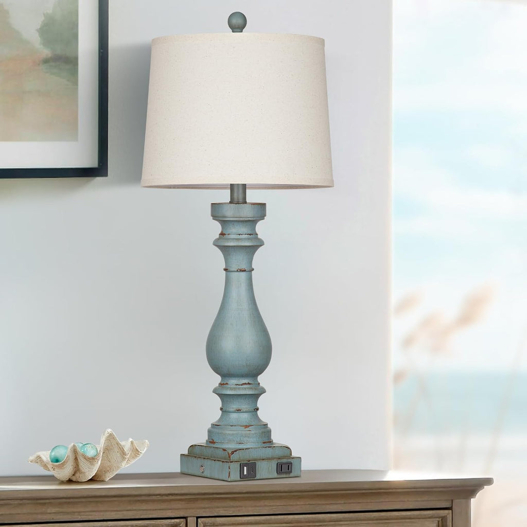 Dimmable Mid-Century Beige Nightstand Lamp — 27.5" - View 7
