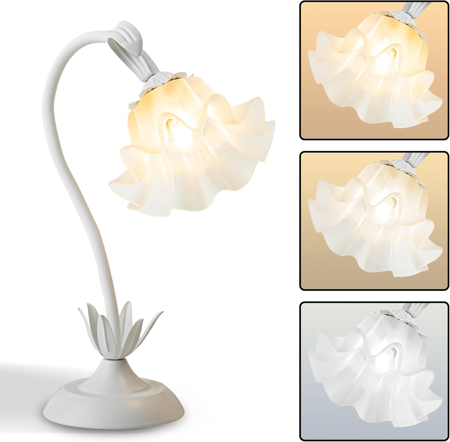 Vintage Green Bedside Lamp — White lamp