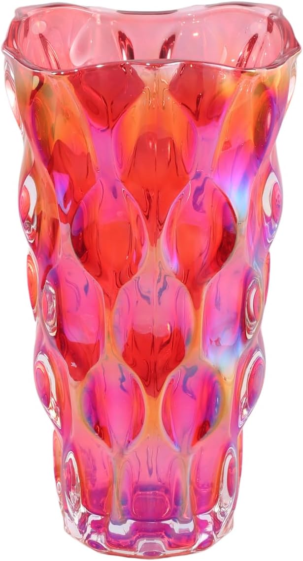 Green Flower Vase — 9.5" — Red-waterdrop Style