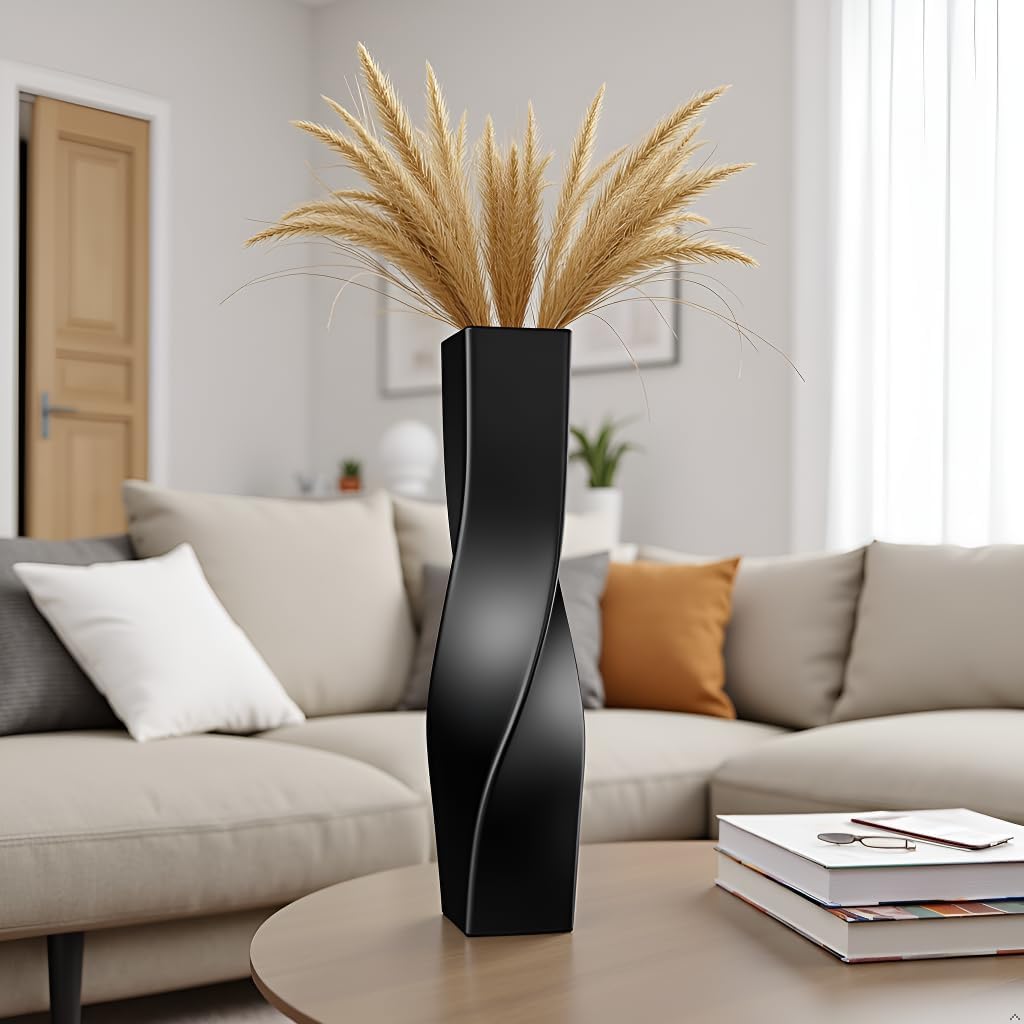Modern Black Flower Vase — 16.34" - View 3