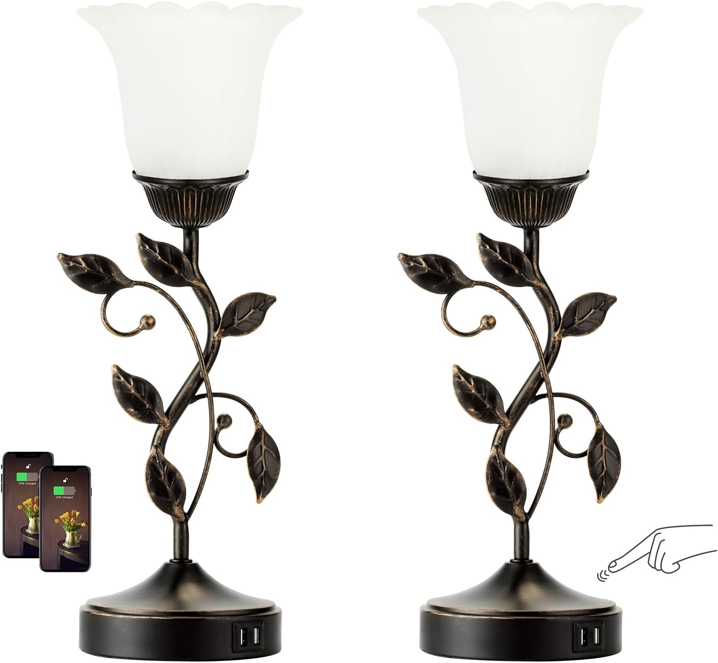 Dimmable Black Nightstand Lamp — 2 Pack - Black