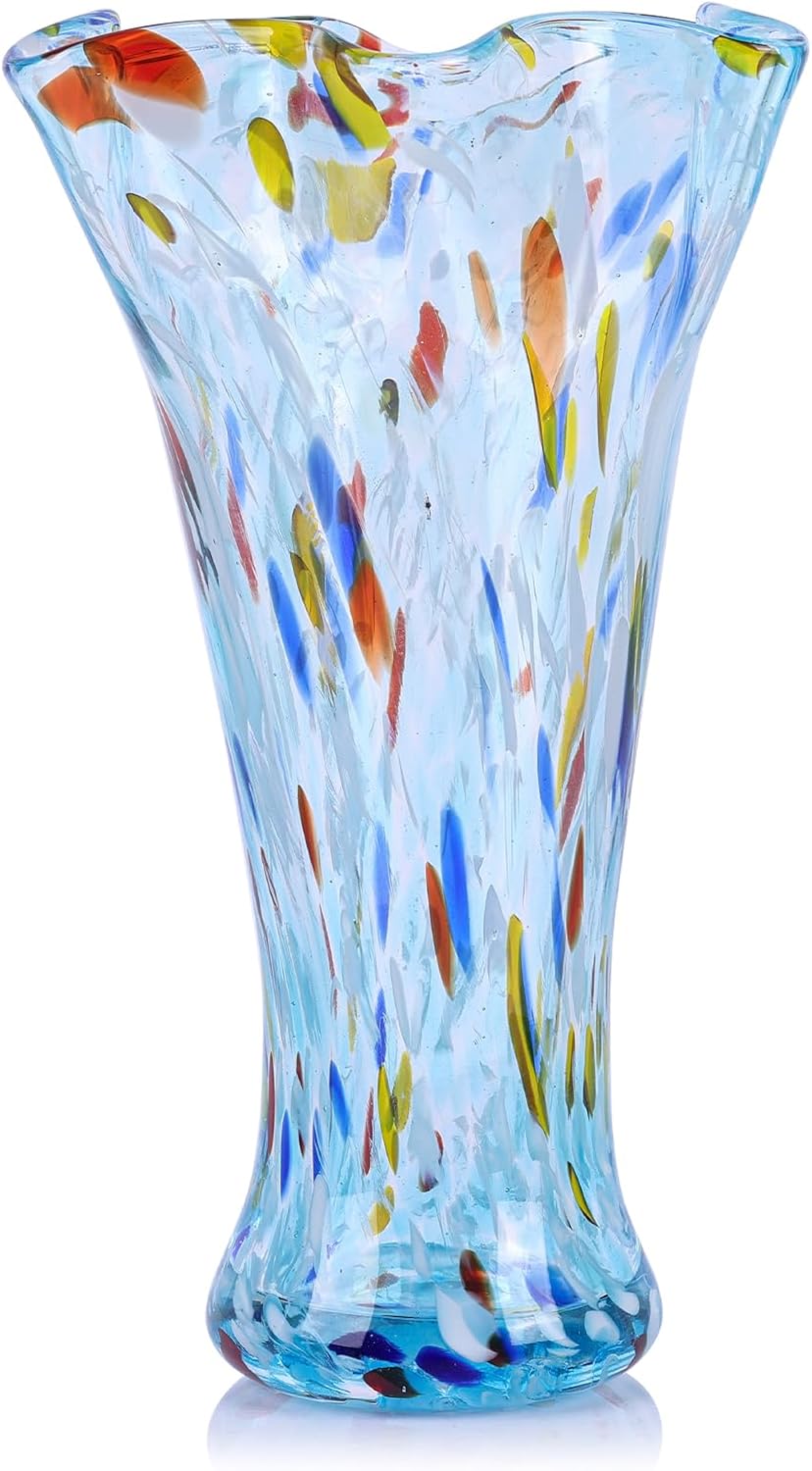 Blue Flower Vase — 9.0" — Aqua