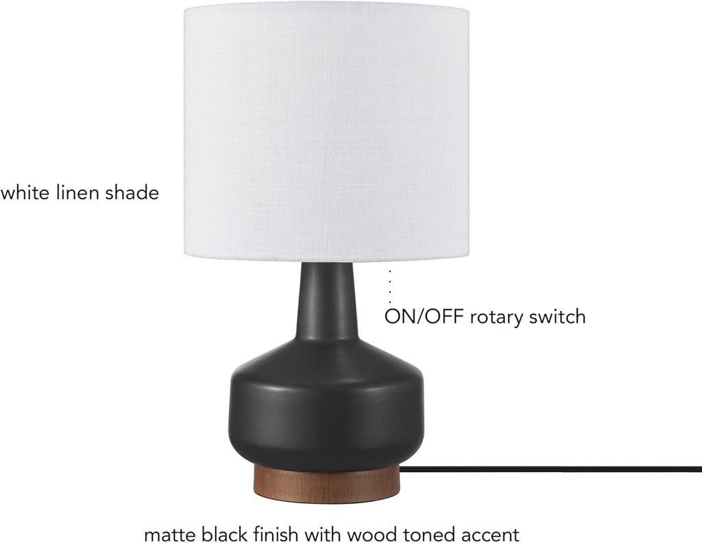 Linen Modern Beige Table Lamp — 15" - View 5