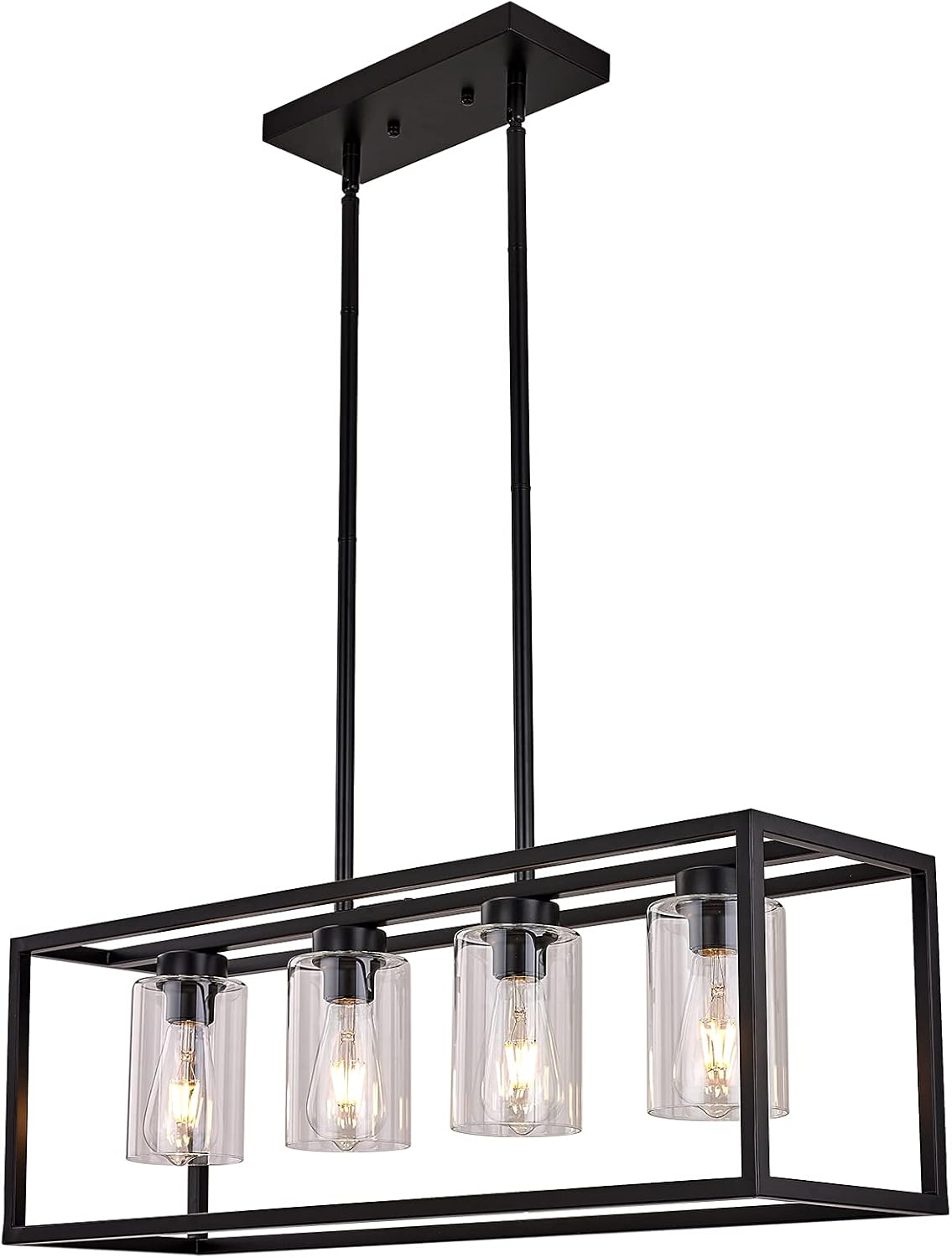 Vintage Farmhouse Black Chandelier — 4-Light — Black