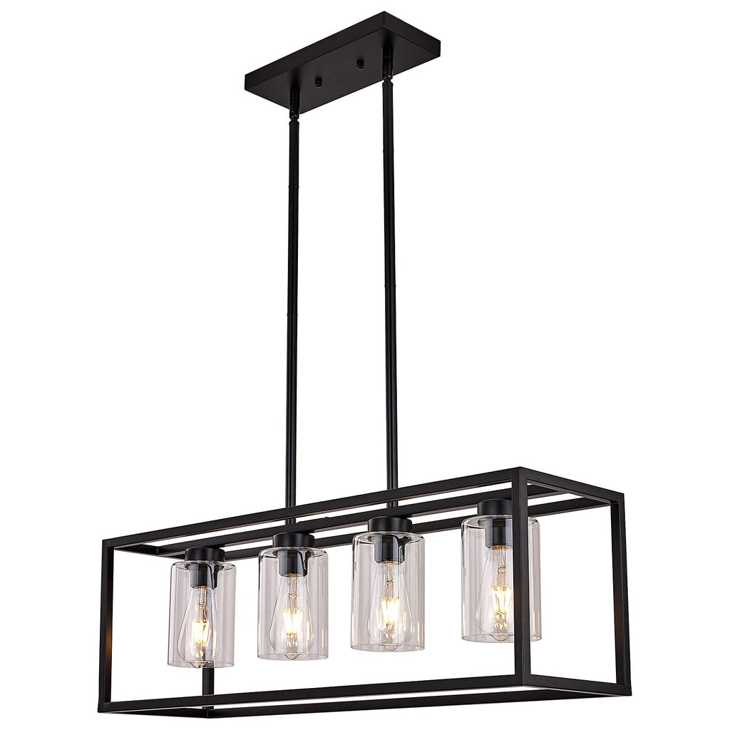 Vintage Farmhouse Black Chandelier — 4-Light