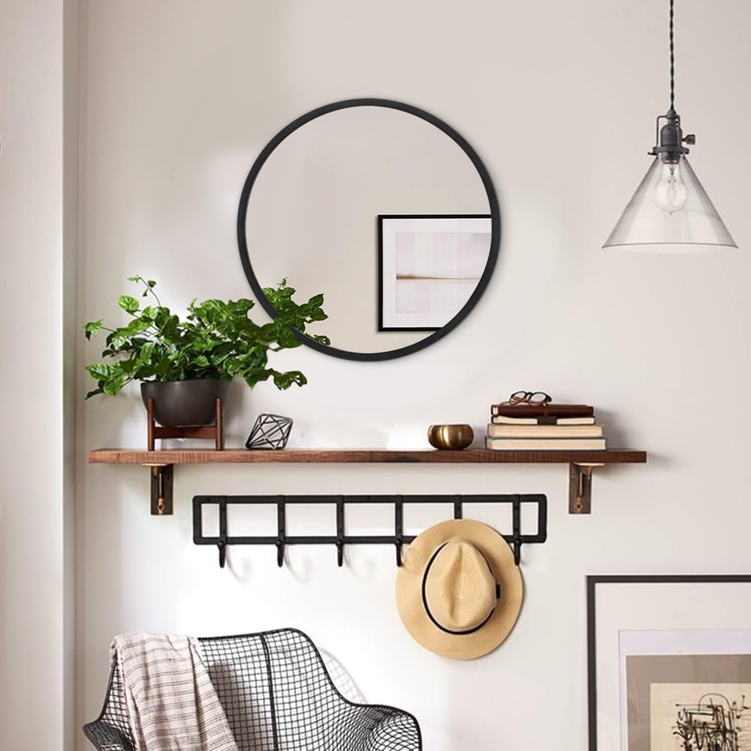 Round Black Wall Mirror — 12" - View 5
