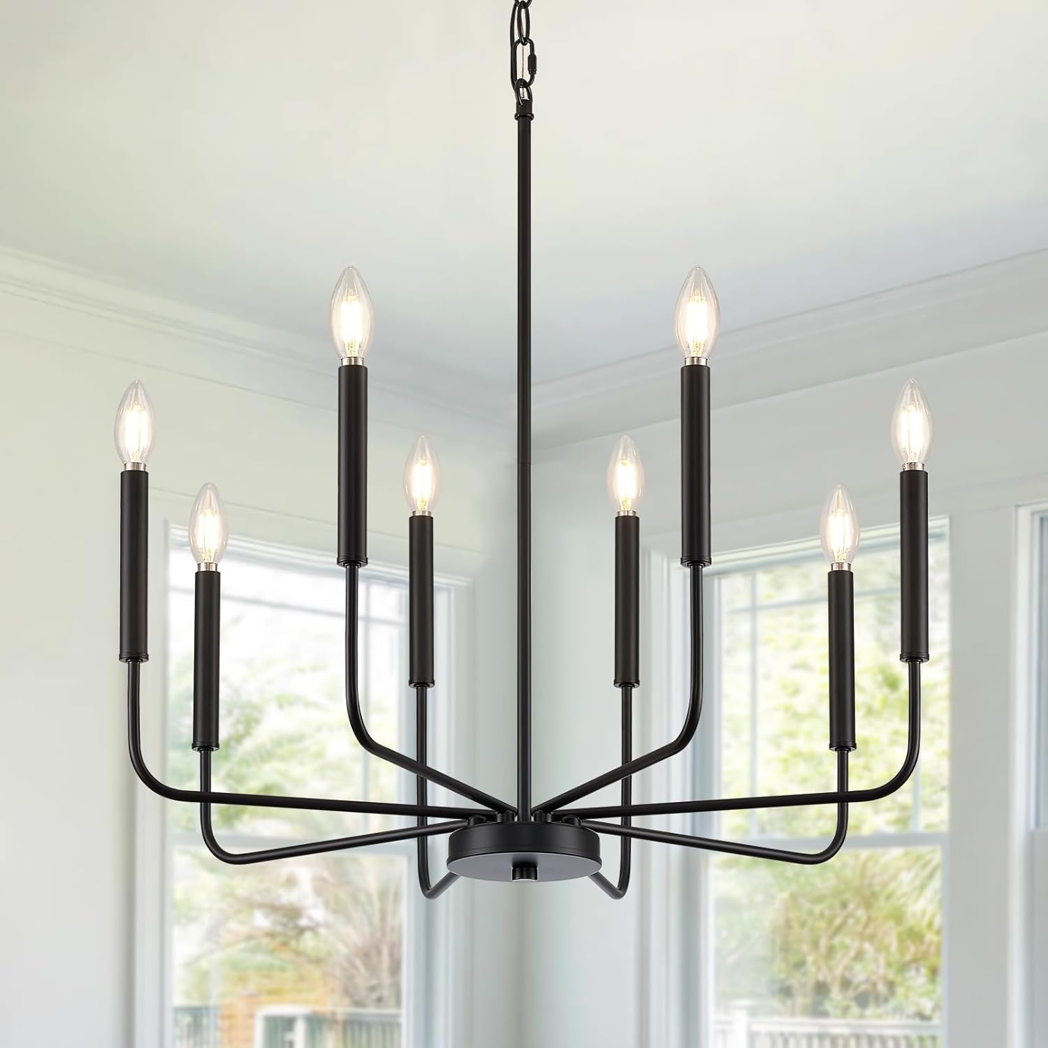 Farmhouse Black Chandelier — 6-Light — Black