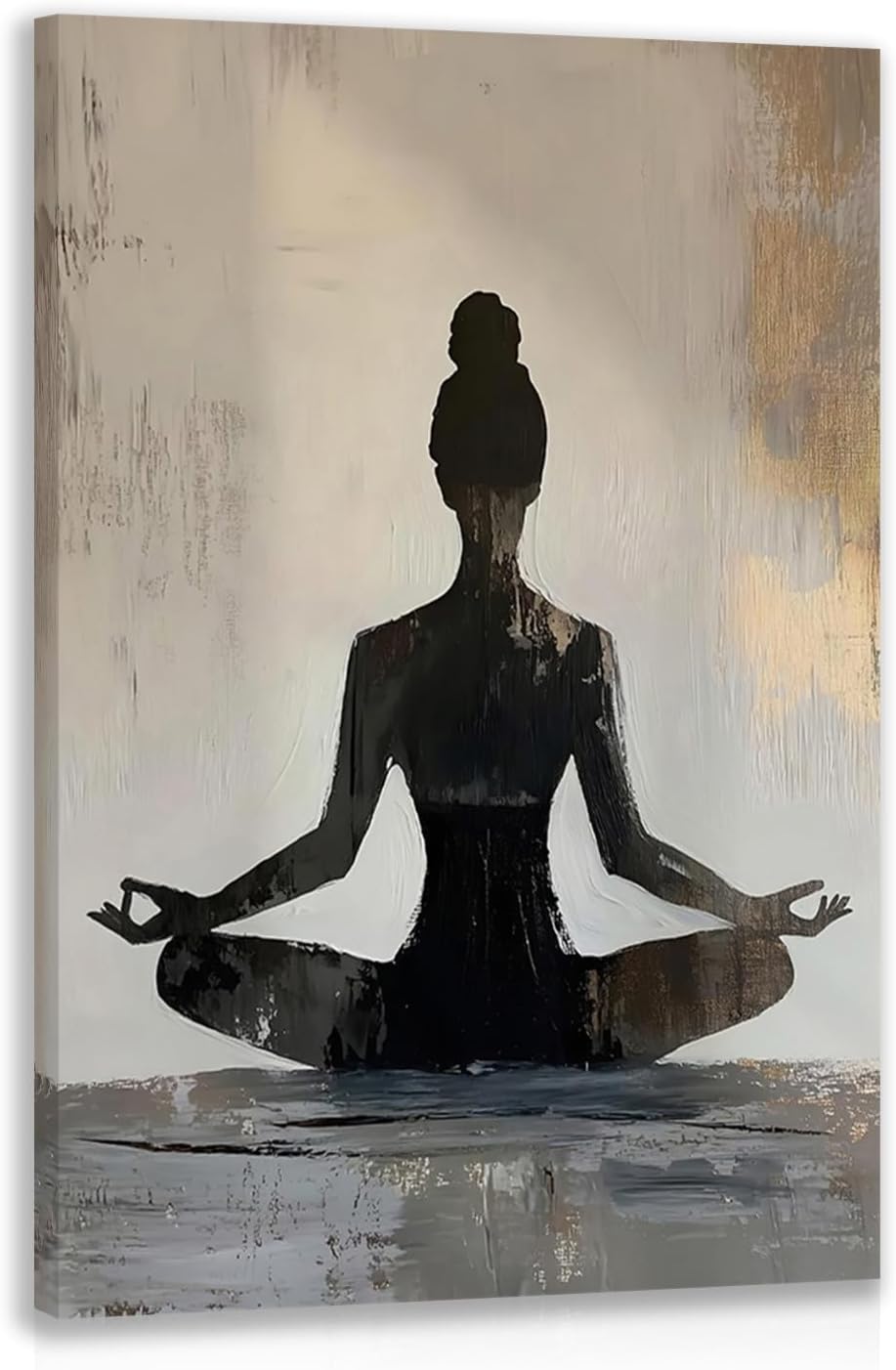 Framed Modern Black Canvas Wall Art — 16" — Black-White