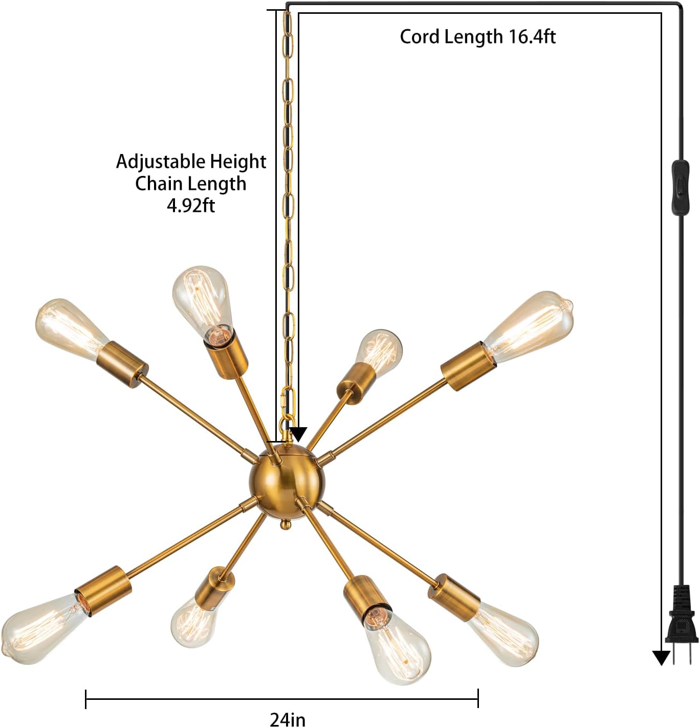 Adjustable Luxe Black Chandelier - View 3