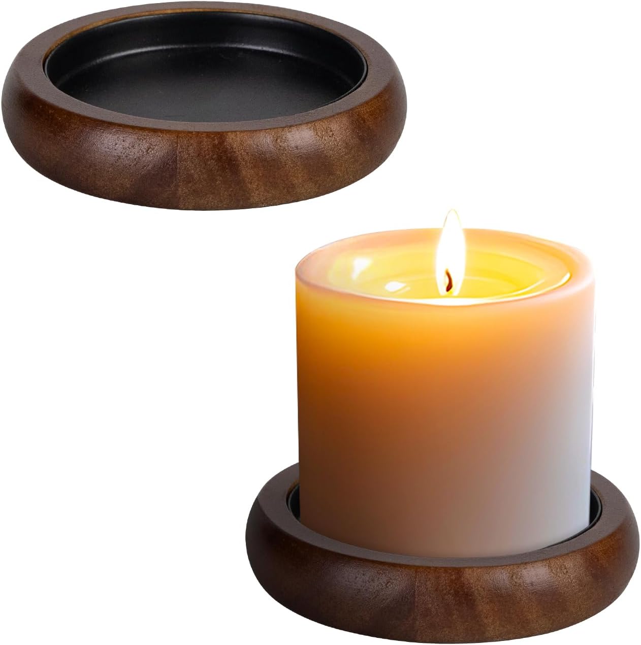 Farmhouse Black Pillar Candle — Set of 4 — Brown