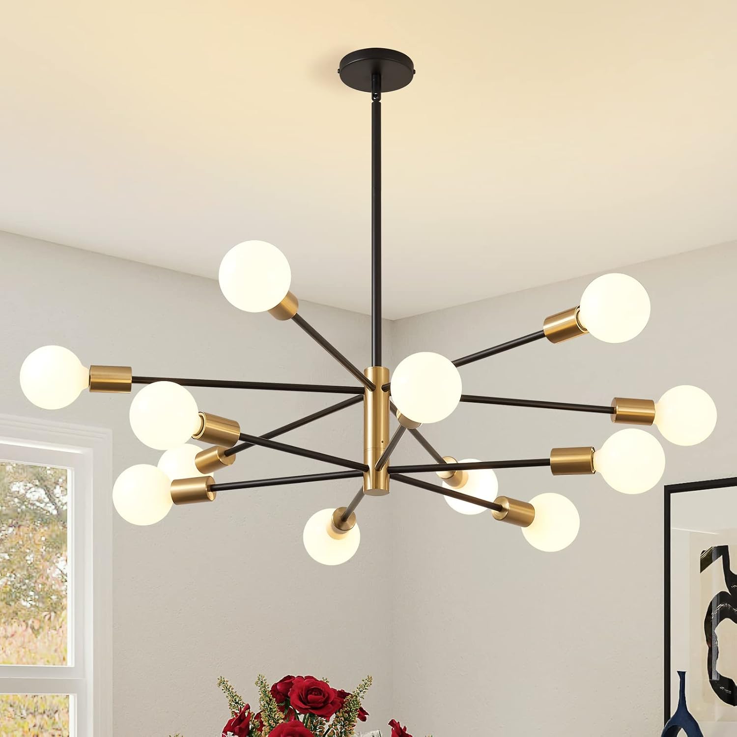 Adjustable Luxe Black Chandelier — 6-Light — 12-light