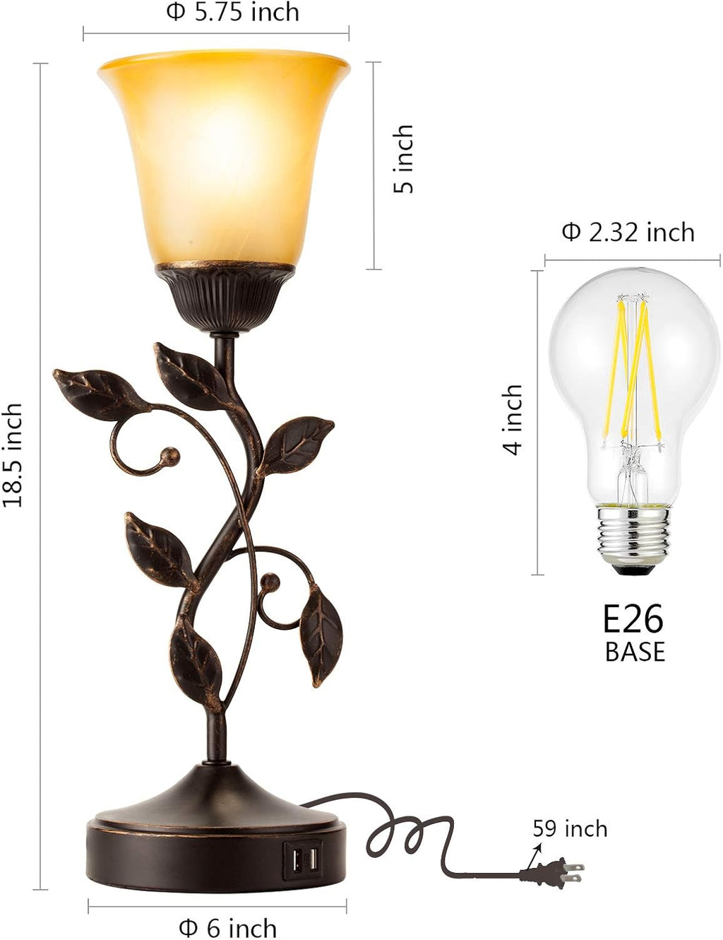 Dimmable Black Nightstand Lamp - View 6
