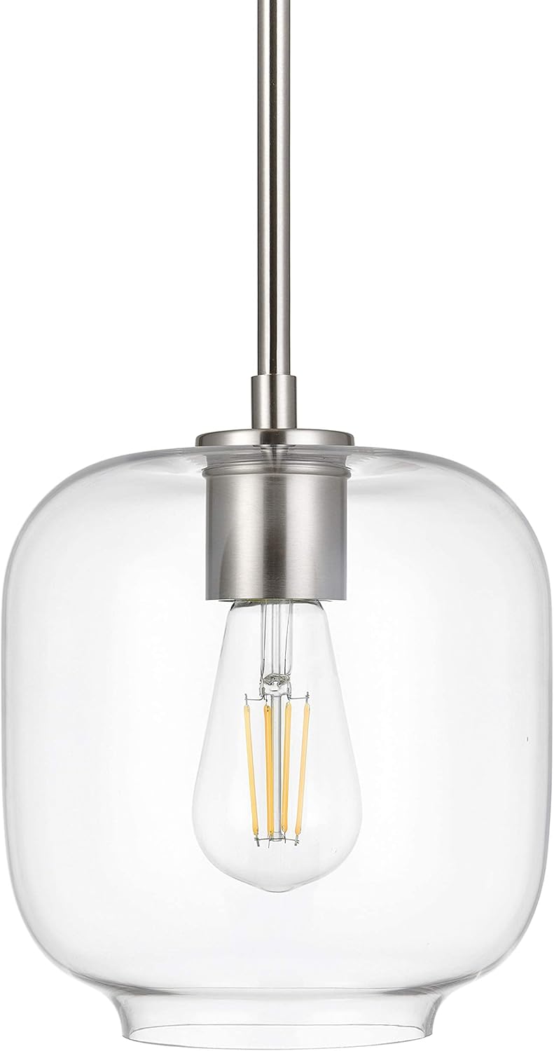Farmhouse Black Pendant Light — Brushed Nickel