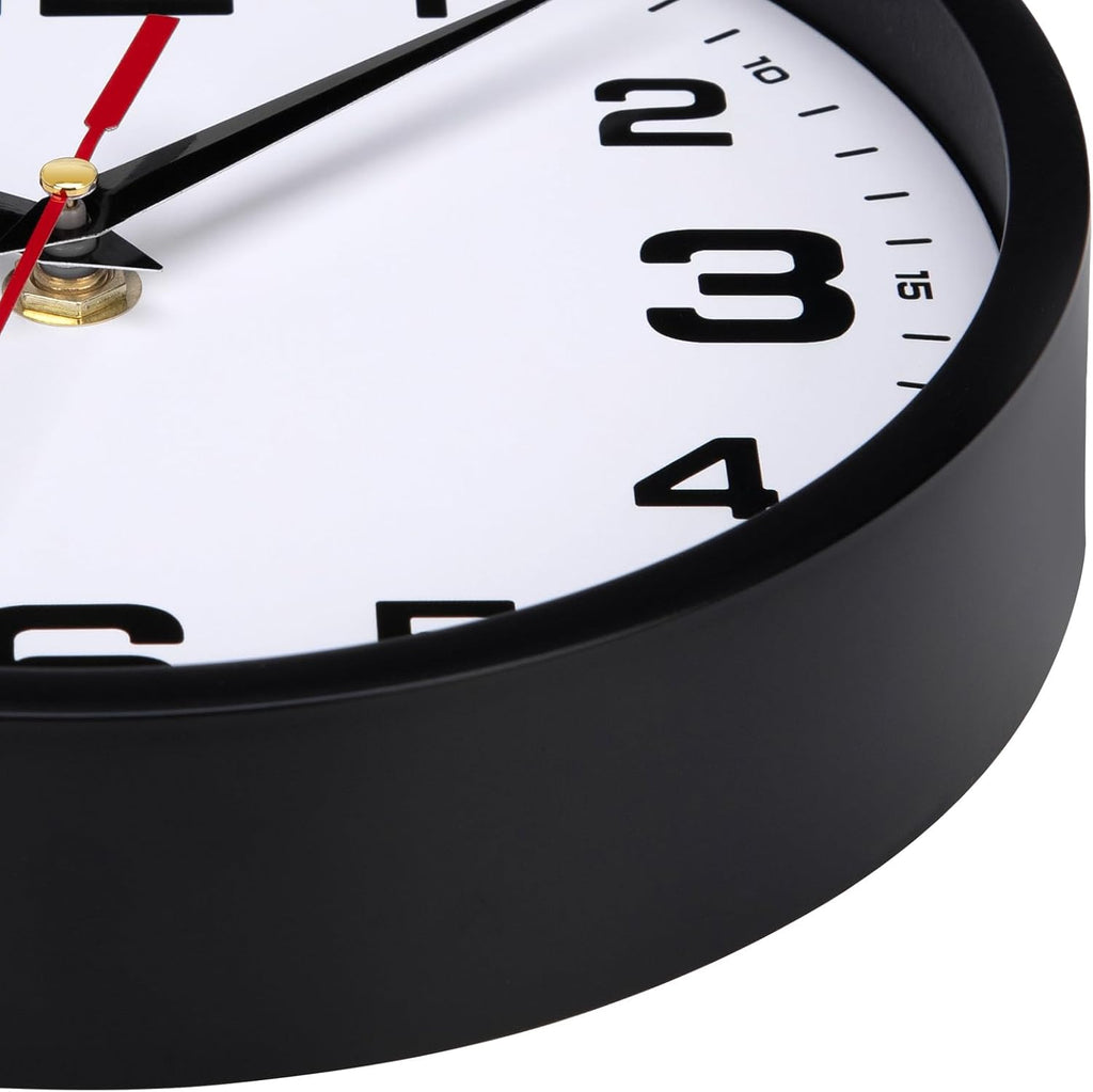 Battery Operated Modern Black Wall Clock — 10" - View 3
