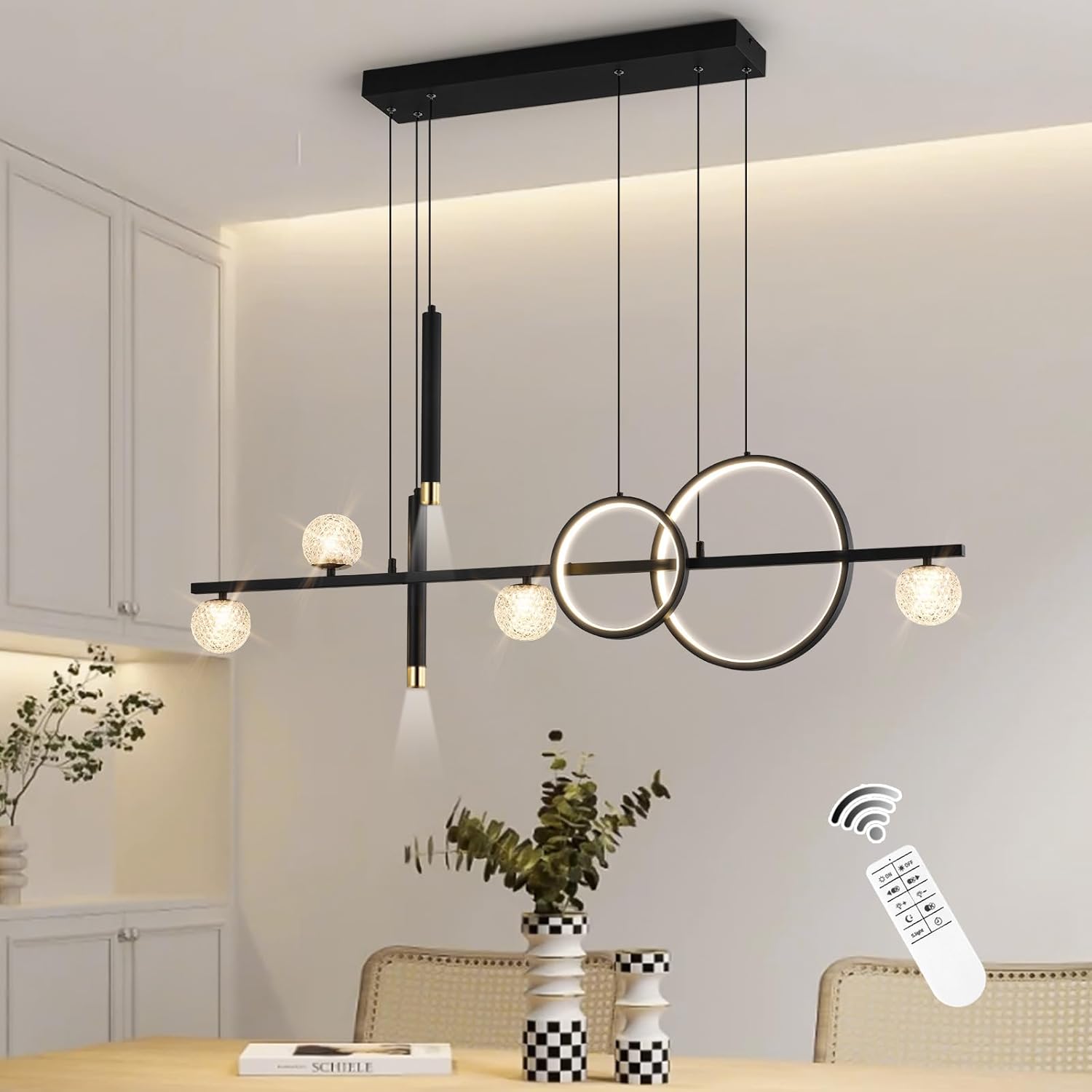 Dimmable Luxe Black Chandelier - View 2