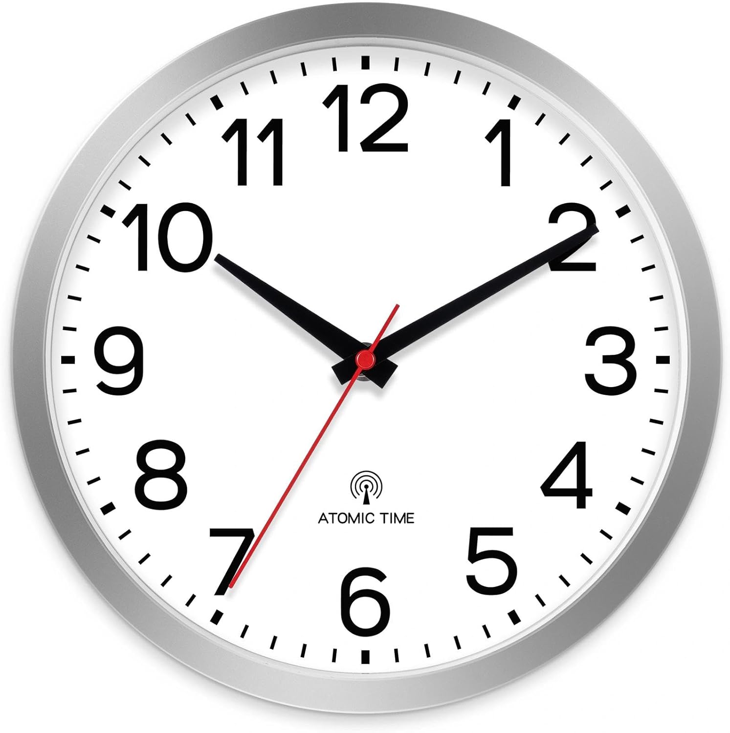 Battery Operated Black Wall Clock — 18" — Atomic_silver White