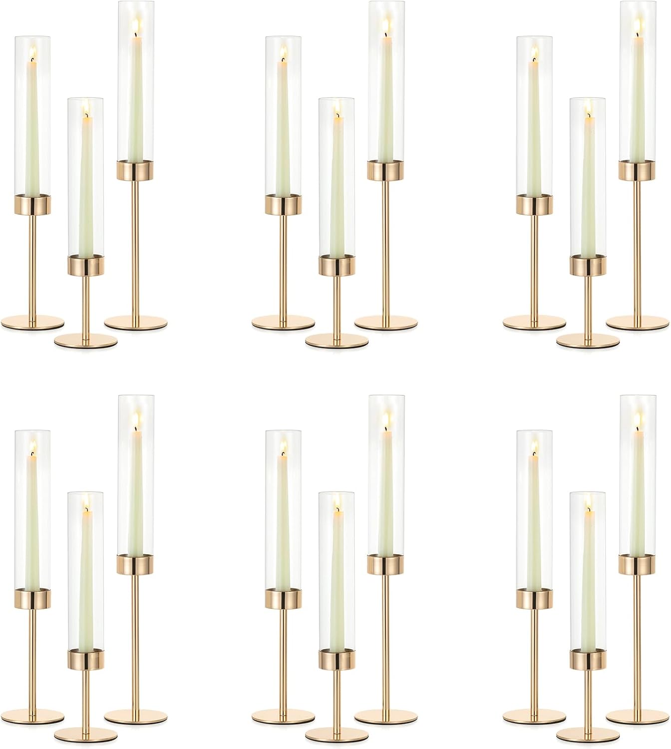 Gold Candle — Set of 6 — Clear