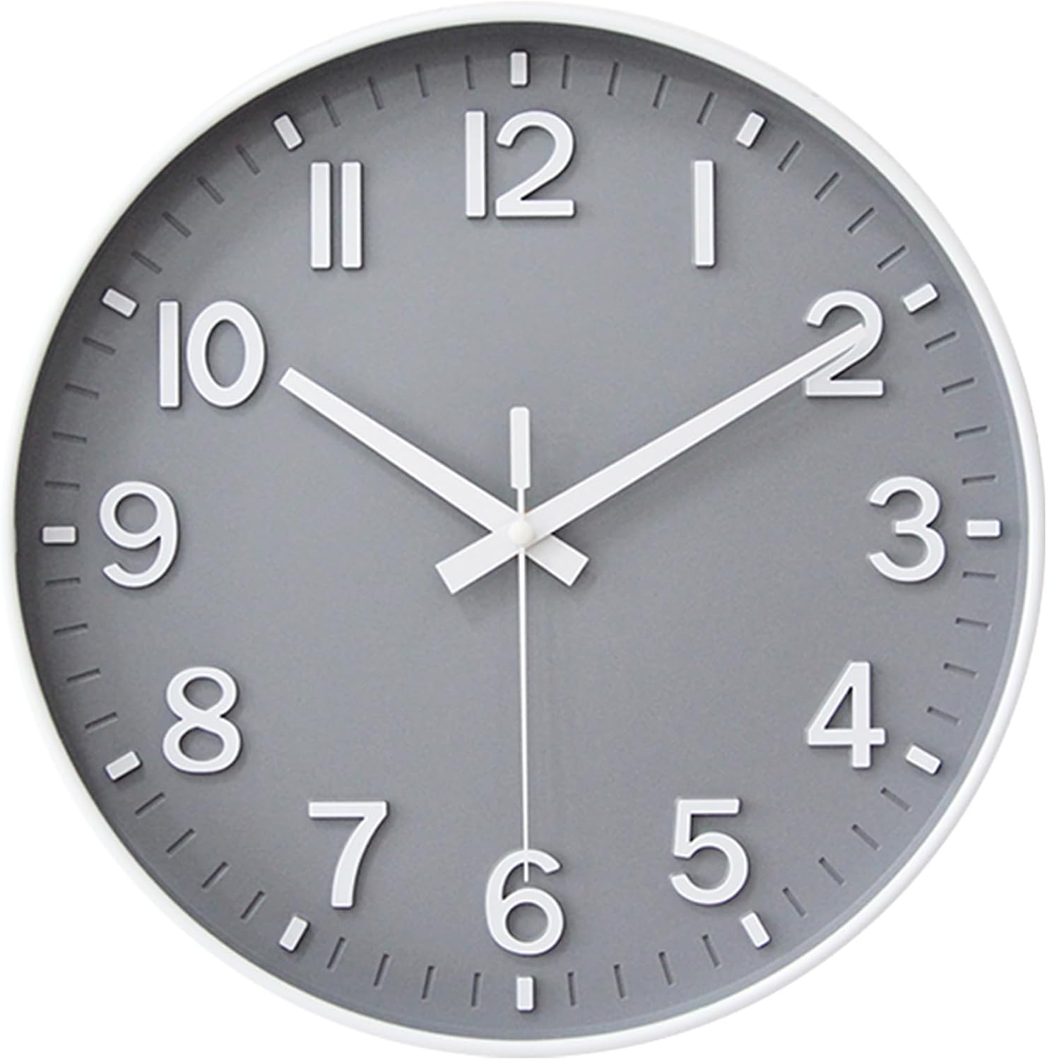 Battery Operated Luxe Black Wall Clock — 8" — Gray