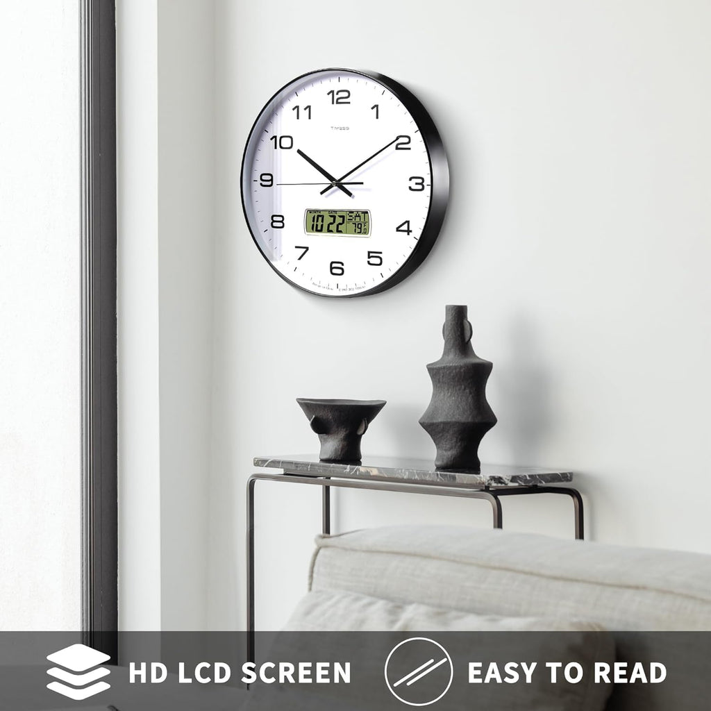 Battery Operated Modern Black Wall Clock — 13" - View 6