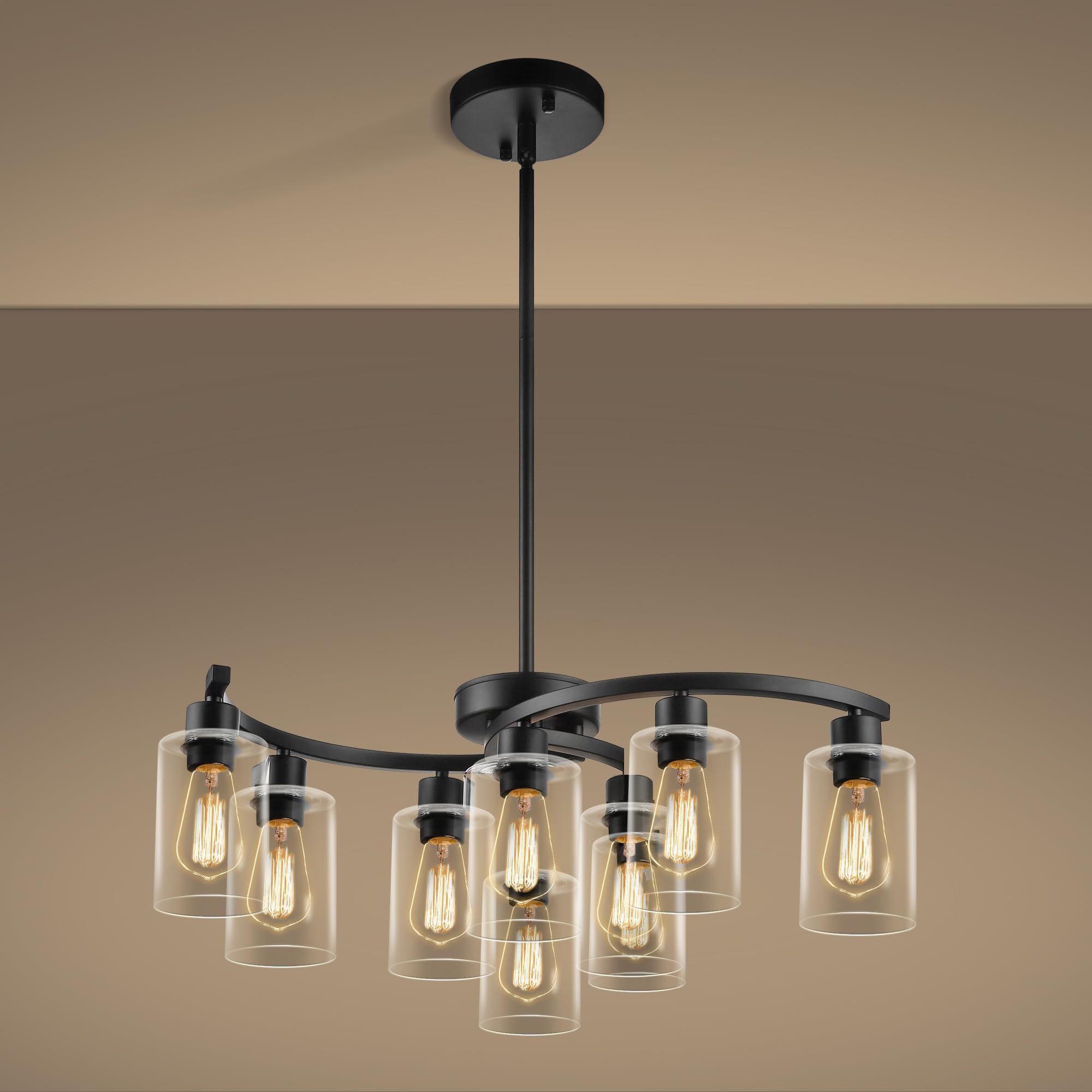 Farmhouse Black Chandelier — 9-Light