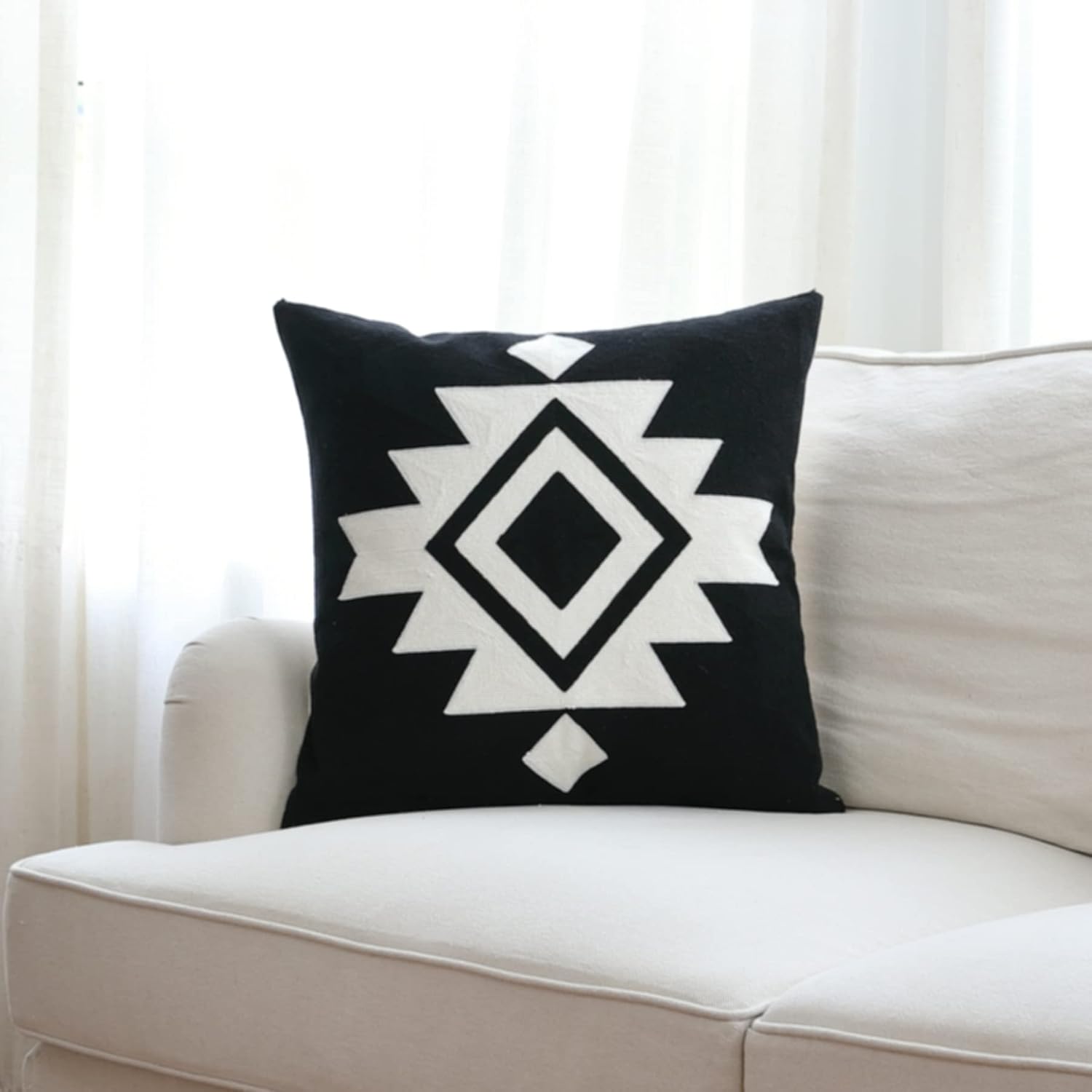 Boho Fabric Throw Pillow Cover — 18" — Pattern B