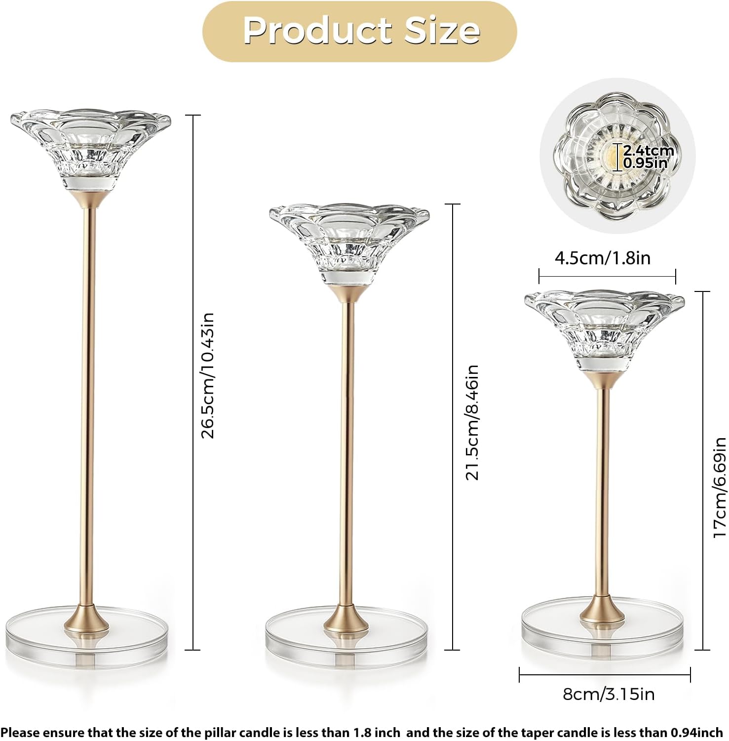 Luxe Glass Pillar Candle — Set of 3 - View 3