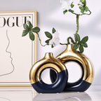 Round Boho Ceramic Flower Vase — Set of 2 - View 5